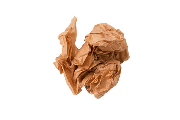 Crumpled paper isolated on white background.