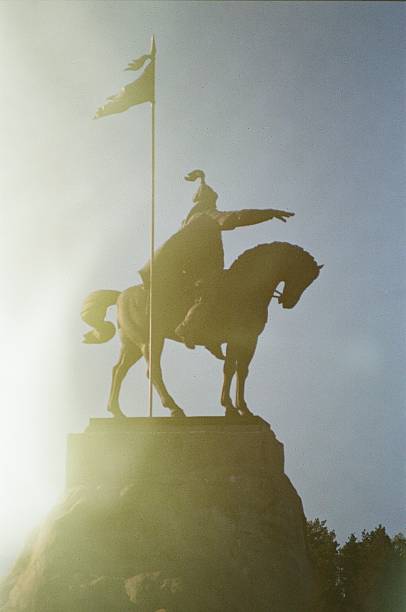 Elabuga, Russia on September 09, 2024: Monument to Ibrahim the First, Kama River, Elabuga, Tatarstan, Russian
