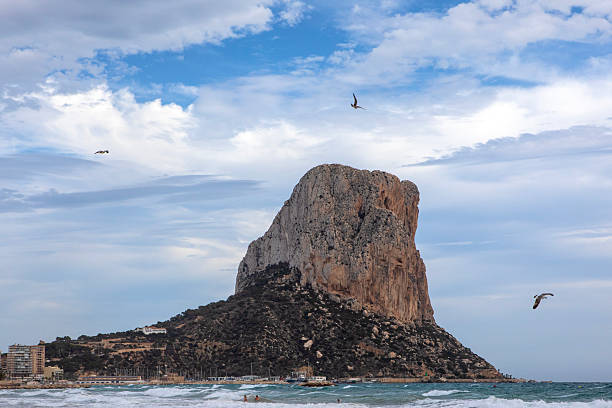 View of the magnificent Calpe Rock, also known as Penon de Ifach in Calp, Spain.