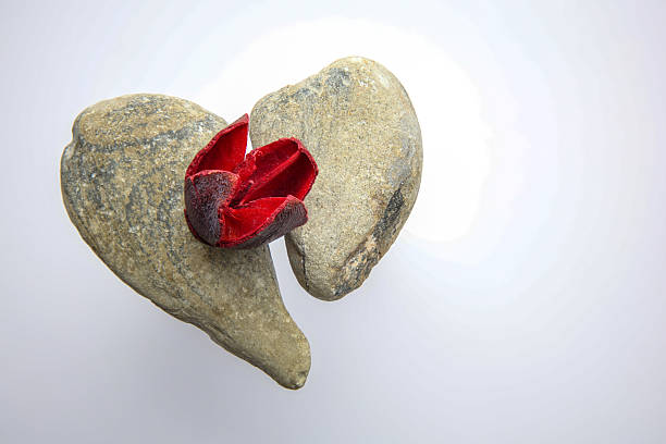 ceramic heart on the red background