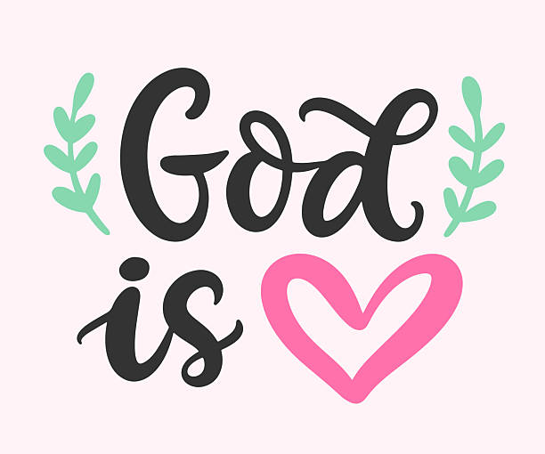 God is Love Bible verse psalm quote. Cute hand written lettering. Religious Christian phrase badge. Inspirational calligraphy for t shirt print design, vector illustration.