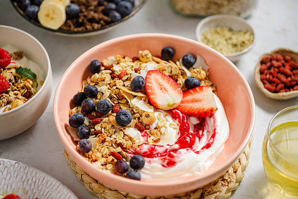 Healthy Yogurt Bowl with Granola and Fresh Berries
