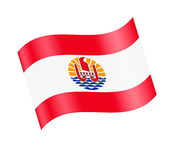 Realistic vector illustration of the national flag of French Polynesia waving in the wind. High-quality design suitable for news, international politics, geography, diplomacy, global business, education and cultural concepts