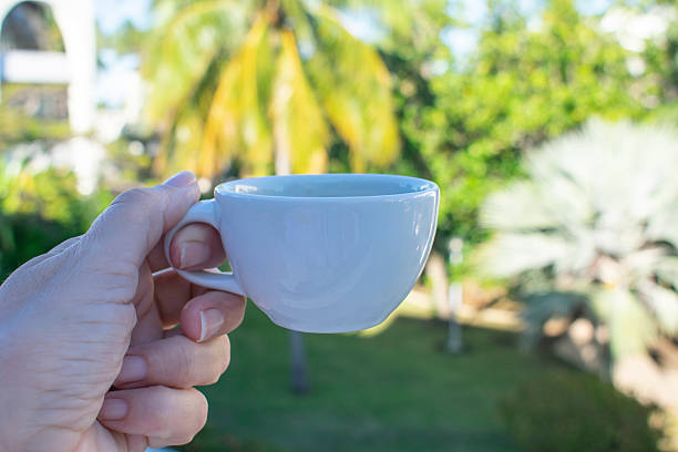 Paris, France: Overhead Two Empty Espresso Cups on Black Table