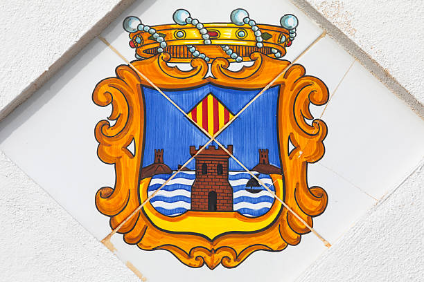 Benidorm, Spain - October 8th 2024: Close-up of the coat of arms of Benidorm in Spain.