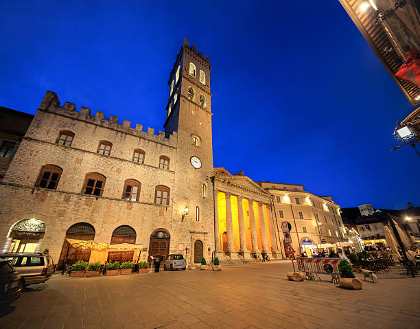 Assisi by night, Medieval town in Umbria