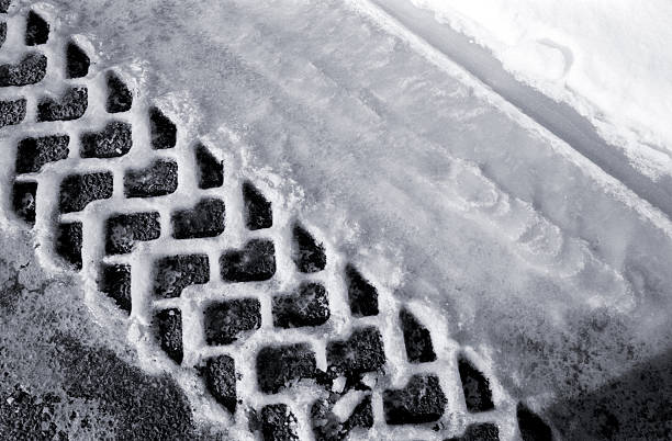 A tire track in the snow