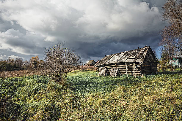 Abandoned barn in the Delaware Water Gap National Recreation Area on an autumn afternoon