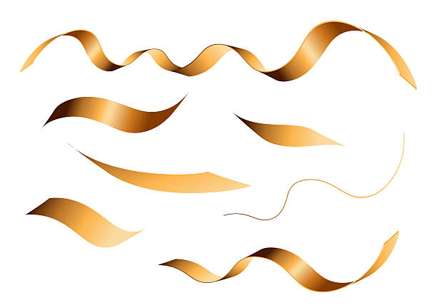 Golden ribbons isolated on white background. Vector illustration.
