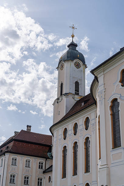 Wieskirche, a Baroque pilgrimage church, stands in Steingaden, Bavaria, Germany