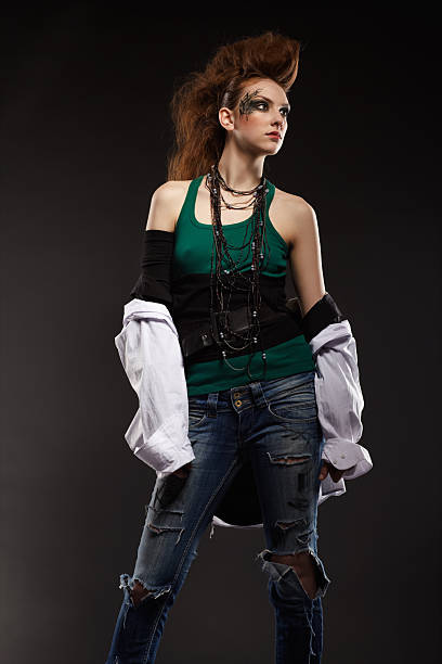 portrait of glam punk redhead female