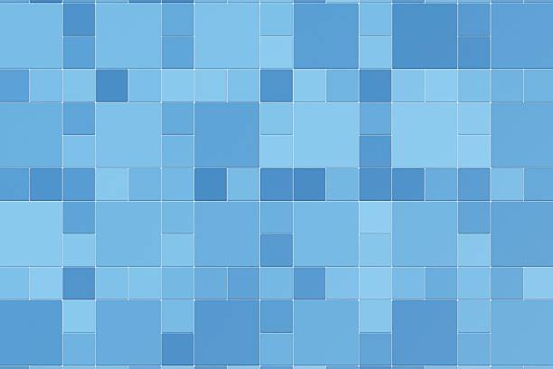 Abstract grid of blue square tiles in different shades ranging from light to medium blue tones.