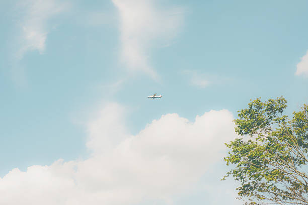 Airplane and the blue sky for copy space.