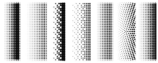 Dot halftone pattern, square pixel gradient abstract backgrounds Dot halftone pattern, square pixel gradient abstract backgrounds. Half tone grain texture, retro noise effect grainy bg, halfton stipple abstract design gradient dot pattern stock illustrations