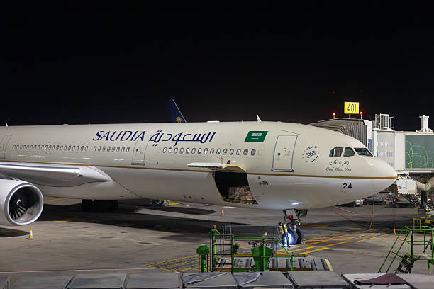 Riyadh, Saudi Arabia - February 15, 2026 : Saudia Airbus A330-300 at King Khalid International Airport in Riyadh, Saudi Arabia.