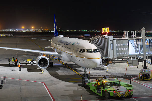 Riyadh, Saudi Arabia - February 15, 2026 : Saudia Airbus A320-200 at King Khalid International Airport in Riyadh, Saudi Arabia.