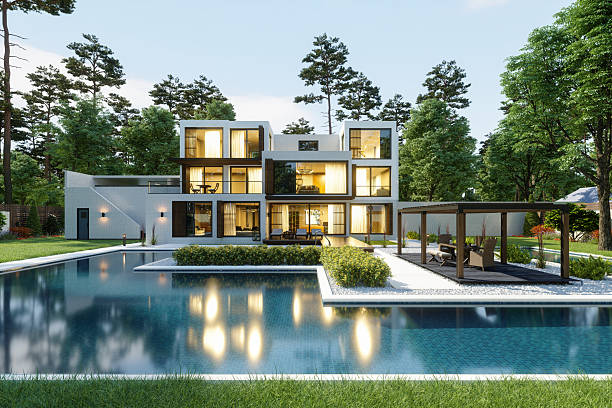 istock Modern Luxury Villa with Swimming Pool Surrounded 2262160388
