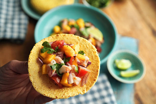 Mango Shrimp Ceviche in a Tortilla Wrap