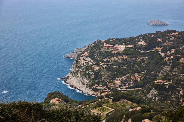A picturesque view at Argentario coastline from high up in the mountains