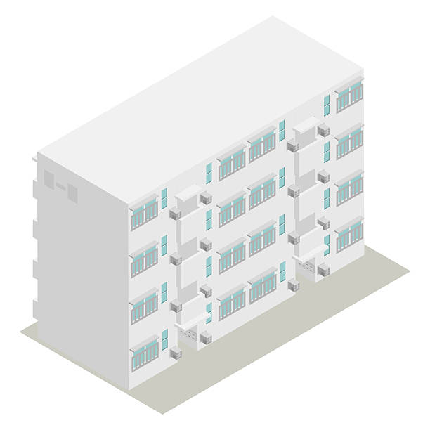 Illustration material of an apartment building with an exhaust vent for an isometric bath balance boiler