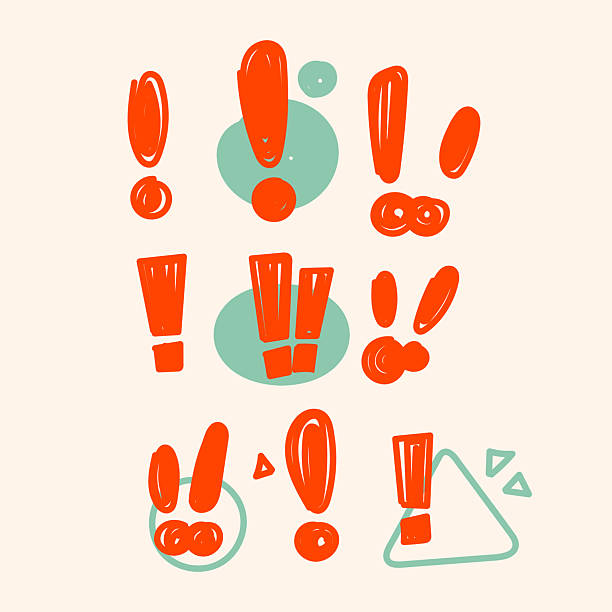 hand drawn doodle exclamation mark collection icon