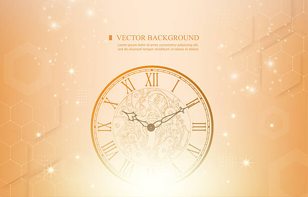 Luxury golden vintage clock background with copy space for time management and business concept