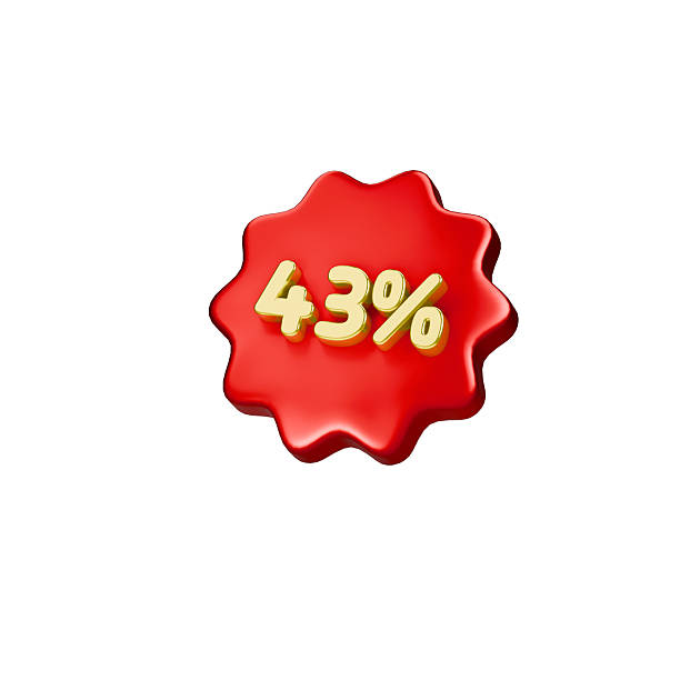 Percent tag 43%. Sale banner decoration. 3d render.