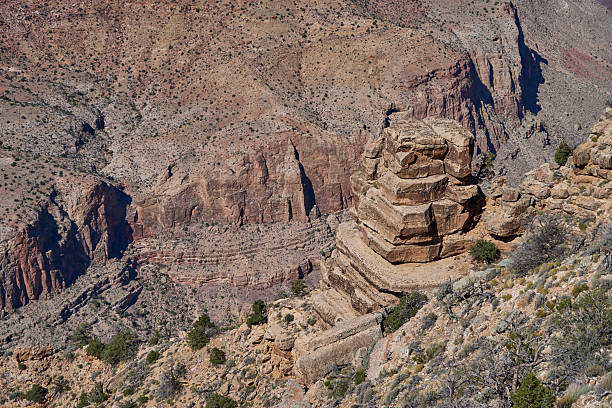 Grand Canyon, USA - October 20, 2025 - Expansive Grand Canyon vista with layered rock formations under a clear blue sky