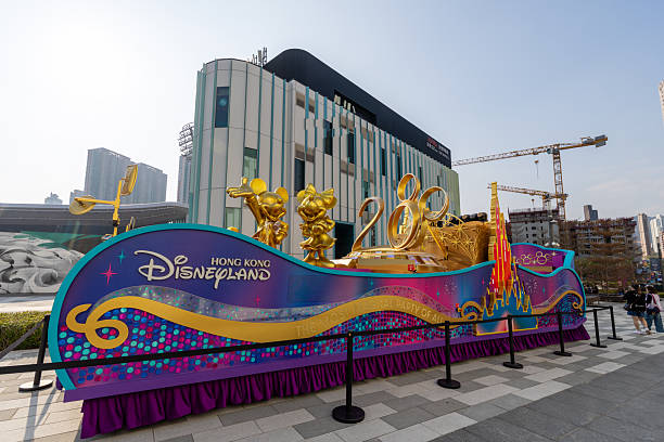Hong Kong - February 18, 2026 : Hong Kong Disneyland parade float at the Kai Tak Sports Park in Kowloon, Hong Kong.