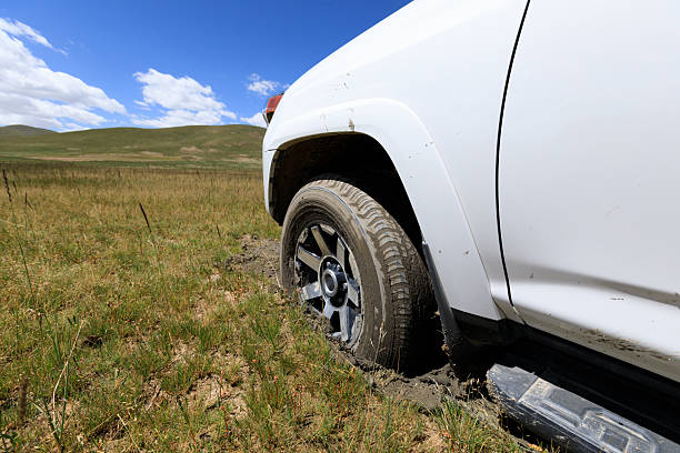 Offroad car got stuck in the mud