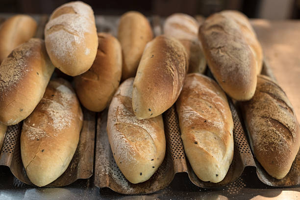 Baguette or French bread baked on the table.