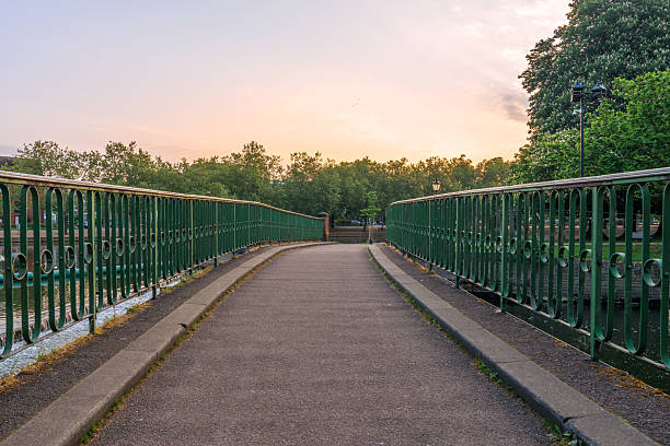 Butterfly bridge arching over the river great ouse in bedford during sunset