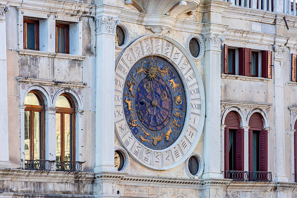 Ancient astronomical clock on St. Mark's square in center of Venice, Italy
