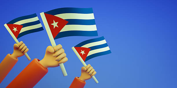Cuba flag of silk-3D illustration. 3d render.