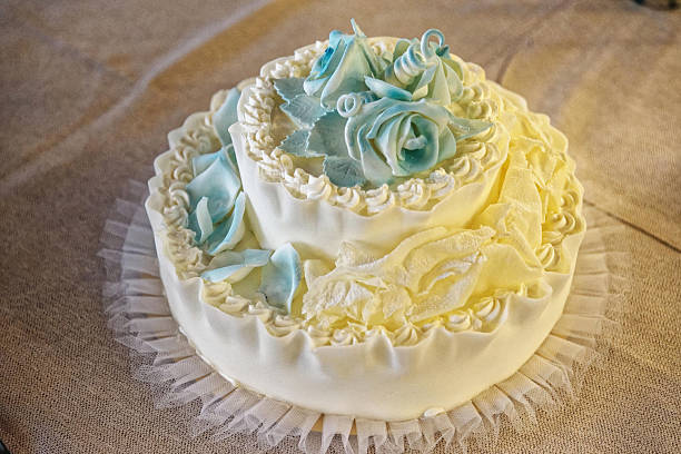 wedding cake with cream, chocolate and fruit