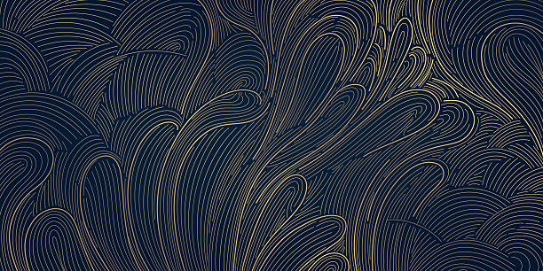 Elegant Japanese vector pattern, flowing wave lines, abstract sea texture, traditional Asian art. Modern wallpaper, textile print, poster.