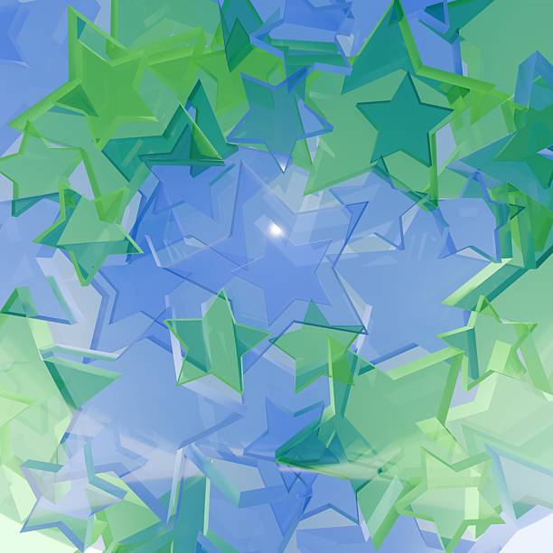3d abstract glass pastel colored stars background