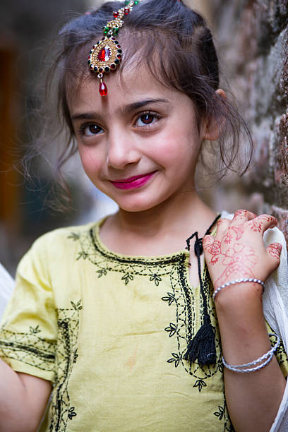 Little cute Girl Celebrating Eid with new dress and style.Swat Pakistan.