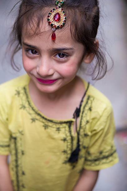 Little cute Girl Celebrating Eid with new dress and style.Swat Pakistan.