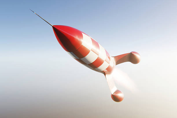 Isolated Retro Rocket with Checkered Pattern