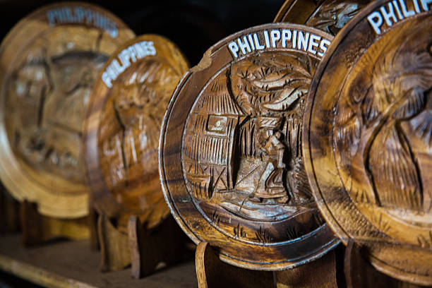 Puerto Galera, Philippines - October 4 2013Local timber souvenirs on display for sale at the local markets