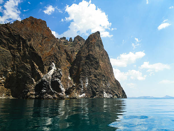 Mountains on the Black Sea coast, Koktebel, Ukraine, sky with clouds. High quality photo
