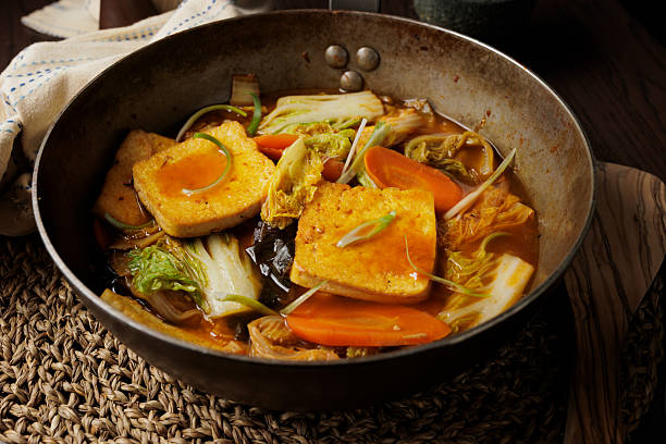 This is tofu stew, a delicious Korean dish.
