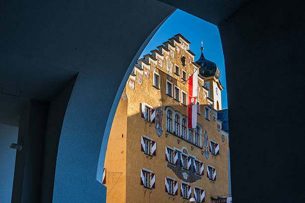 Kufstein, Austria - December 13: historic buildings at the famous old town of Kufstein on December 13, 2025