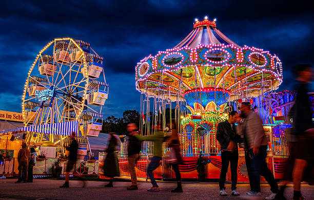 Munich, Germany - September 25: typical chain carousel at the famous oktoberfest festival on the theresienwiese in munich on September 25, 2025