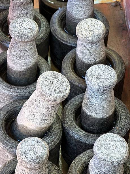 Traditional stone mortar and pestle