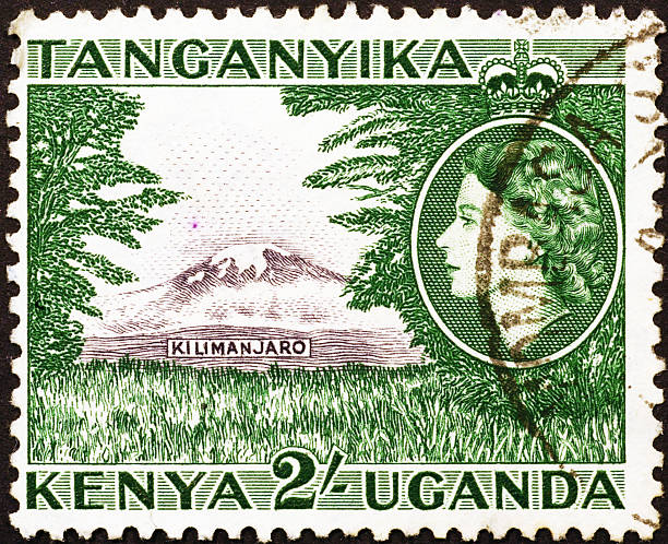 Mount Kilimanjaro on old postage stamp of 1954