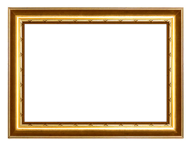 Empty antique wooden photo frame on a white background.
