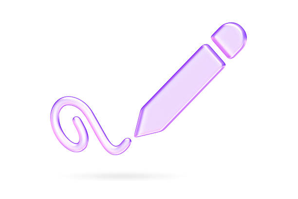Glassmorphism pencil icon for sketching, editing, and creative ideas, Minimalist translucent writing tool with glossy gradient for educational and artistic interfaces