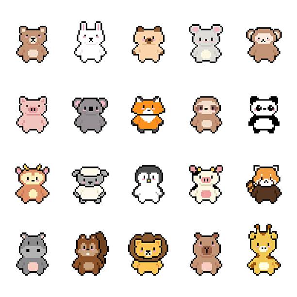Pixel Art Animal Collection 20 Kawaii 8 Bit Animals Character Set PixelPet Series